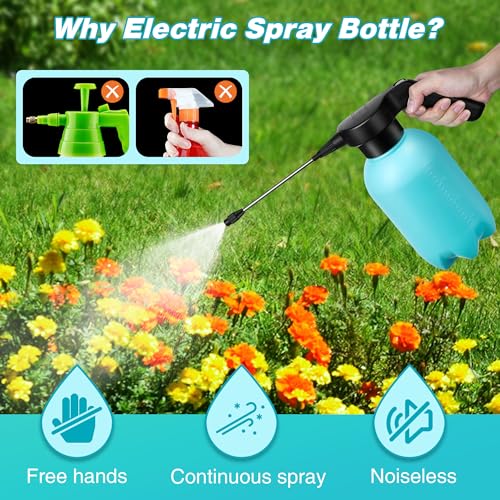 Electric Spray Bottle Plant Mister for Indoor Outdoor Plants, 0.5 Gallon Automatic Watering Can Rechargeable Battery Powered Sprayer with Adjustable Spout for Gardening, Cleaning (Blue Style) - style: Blue Style