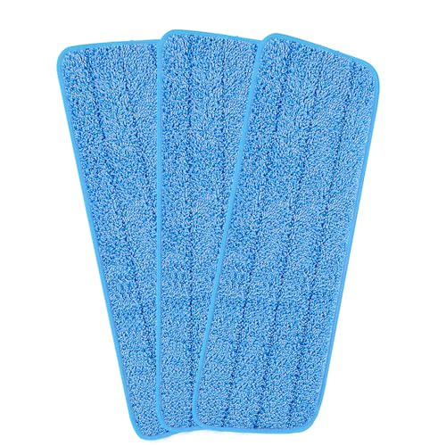 3 Pack 16.5 inch Reusable Mop Pads Microfiber Spray Mop Replacement Heads for Wet/Dry Mops Compatible with Bona Floor Care System (Blue) - color: Blue