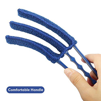 Window Blind Cleaner Duster Brush Kit 2 Pack Brush with 6 Microfiber Sleeves - Blind Cleaner Tools for Window Blinds Air Conditioner Jalousie Dust