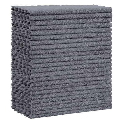 Kitinjoy 24 Pack Kitchen Cloths Dish Towels (7" x 9", Grey), Super Soft and Absorbent Dish Cloths, Nonstick Oil Fast Drying Coral Velvet Microfiber Cleaning - color: Grey, style: 7 x 9 inch- 24 Pack