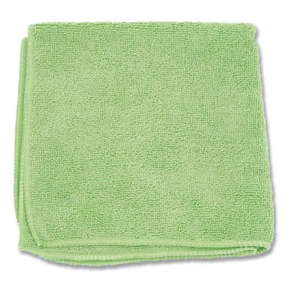 Boardwalk Microfiber Cleaning Cloths, 12-Pack, Green, 12" Square, Superior Absorption, Washable, Lint & Streak Free, Used Wet Or Dry - color: Green