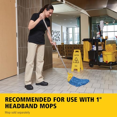 Rubbermaid Commercial Products Invader 54" Heavy Duty Fiberglass Wet Mop Handle, Yellow, for Professional/Industrial Floor Cleaning, Compatible with 1" Headband Mops