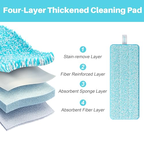 JOYMOOP Microfiber Replacement Pads for Flat Mop System, 13" Mop Head Refills Compatible with JOYMOOP Bucket Set, 4-Pack, Grey and Cyan Blue - color: 4 Pcs 13" - 4 Cyan Blue, size: 13.0 × 4.9 Inch