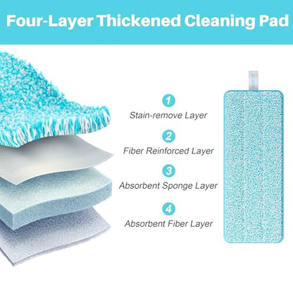 JOYMOOP Microfiber Replacement Pads for Flat Mop System, 13" Mop Head Refills Compatible with JOYMOOP Bucket Set, 4-Pack, Grey and Cyan Blue - color: 4 Pcs 13" - 4 Cyan Blue, size: 13.0 × 4.9 Inch