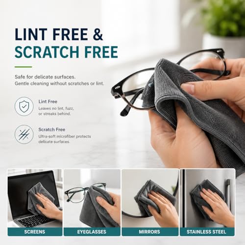 Microfiber Cleaning Cloths 15"x15" – Lint-Free Multi-Surface Household Cleaning Cloths, Highly Absorbent Reusable Microfiber Towels for Kitchen, Glass, Bathroom, Car & Home – 10 Pack - size: 10 Pack
