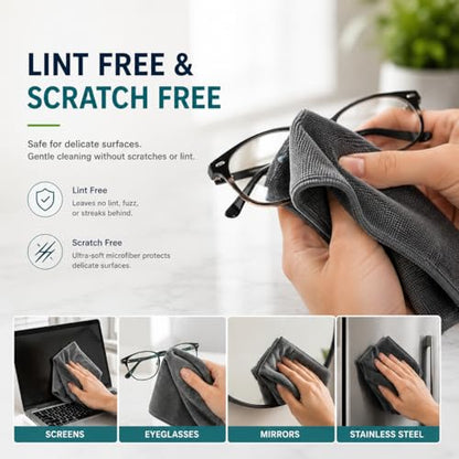 Microfiber Cleaning Cloths 15"x15" – Lint-Free Multi-Surface Household Cleaning Cloths, Highly Absorbent Reusable Microfiber Towels for Kitchen, Glass, Bathroom, Car & Home – 10 Pack - size: 10 Pack
