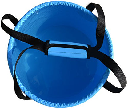 Freegrace Collapsible Bucket with Mesh Tool Pocket - 10L, 16L & 23L Portable Folding Water Container - Heavy Duty 500D Tarpaulin, BPA-Free Wash Basin for Camping, Fishing, RV, and Car Washing - color: Sky Blue(upgraded)
