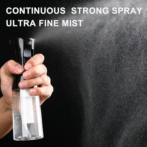 hair spray bottle, ultra-fine spray continuous spray bottle (200ml/6.8oz), used for hair design, vegetation, cleaning and skin care - empty, reusable (Black) - color: Black