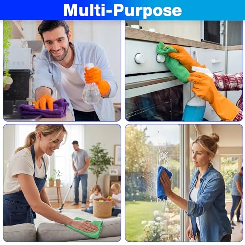 Nuenen Cleaning Cloths for Cars 16 x 16 Inch Ultra Absorbent Towels Drying Microfiber Reusable Cleaning Supplies House Kitchen Window Microfiber Towel (Purple,Blue,Green,60 Pcs) - color: Purple,blue,green