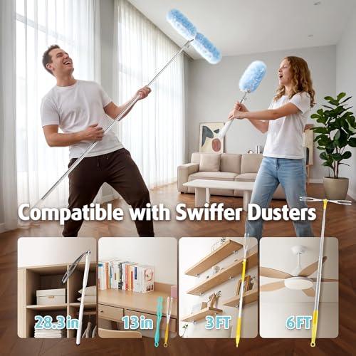 6ft Extendable Duster Handle with 40 Refills, Compatible with Swiffer Duster, Disposable Microfiber Dusting Pads for Home Cleaning, Ceiling, Fan, Window, Hard-to-Reach Areas - color: 40 Count+ 1 Extended Handle