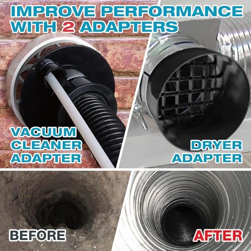 Sealegend 58-Pieces 40-Feet Dryer Vent Cleaner Kit, Dryer Cleaning Tools, Include Omnidirectional Blue Dryer Lint Vacuum Attachment, Dryer Vent Brush, Universal Vacuum & Dryer Adapters - size: 40 Feet