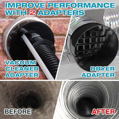 Sealegend 58-Pieces 40-Feet Dryer Vent Cleaner Kit, Dryer Cleaning Tools, Include Omnidirectional Blue Dryer Lint Vacuum Attachment, Dryer Vent Brush, Universal Vacuum & Dryer Adapters - size: 40 Feet