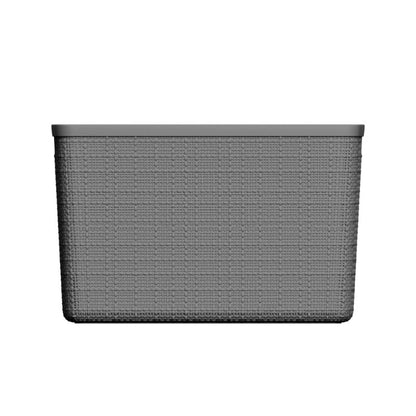 Large Gray Plastic Decorative Storage Basket, 14 in x 11 in x 9 in