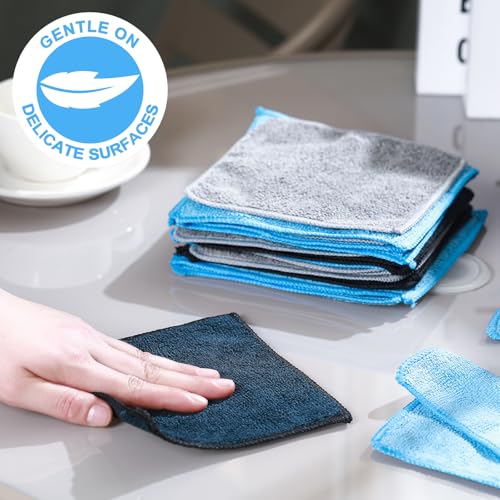Tanlade Cleaning Cloth Dry Erase Cloth Cleaning Rags Reasonable Kitchen Towels Microfiber Towels Cars Wash(6 x 6 Inch,Blue/Gray/Black,30 Pcs) - color: Blue/Gray/Black, size: 6 x 6 Inch