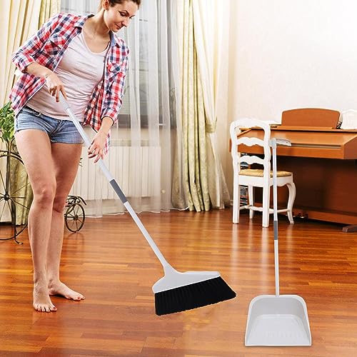 Healifty Broom Heavy Duty Dustpan Broom Set Household Floor Cleaning Tools Broom Dustpan Set 1 Set White - color: Color2