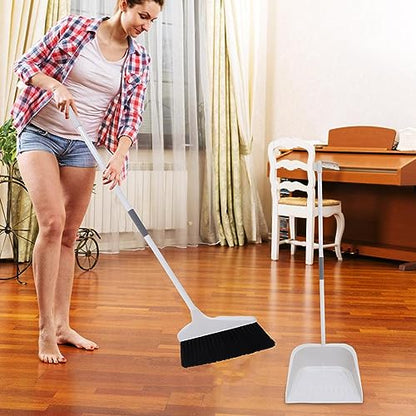 Healifty Broom Heavy Duty Dustpan Broom Set Household Floor Cleaning Tools Broom Dustpan Set 1 Set White - color: Color2