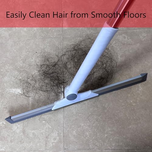 Silicone Air Broom Sweeper, Household Squeegee with Adjustable Small Handle for Cleaning Pet Hair, Floor, Bathroom, Kitchen, Glass, Window, Water, Grey