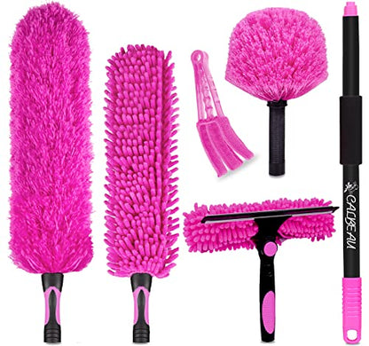 CALBEAU 8 Foot Dusters for Cleaning, Duster with Extension Pole, Microfiber Feather Duster Used for Cleaning Ceiling Fan, High Window, Blinds, Shutters, Sofa, Cobweb Duster for Home (12 PCS)