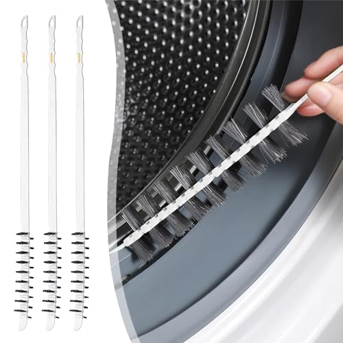 3 Pack Washing Machine Cleaning Brush, Crevice Brush of Drum Washing Machine, Home Essentials Cleaning Brush, Long Coil Brush Washing Machine Brush Stiff Bristle Cleaning Tool (3Pcs White) - color: 3pcs White