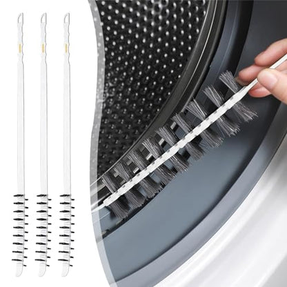 3 Pack Washing Machine Cleaning Brush, Crevice Brush of Drum Washing Machine, Home Essentials Cleaning Brush, Long Coil Brush Washing Machine Brush Stiff Bristle Cleaning Tool (3Pcs White) - color: 3pcs White