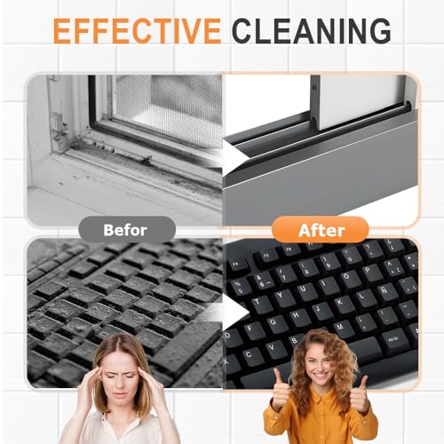 2 in 1 Groove Cleaning Brush, 2025 New Window Track Cleaning Tools, Multifunction Window Track Cleaner with Hard Bristle and Hidden Scraper, Crevice Brush for Sliding Door Track, Window Seal, Sill (1)