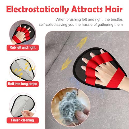 Pet Hair Removal Glove for Dogs & Cats-The Ultimate Pet Hair Remover Tool with 5-Finger Design Electrostatic Magic Brush, Reusable for Pet Hair on Couch, Carpet, Car Trunk, Furniture & Laundry
