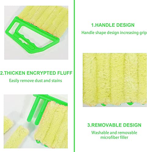 2 Pcs Washable Window Blind Cleaner - Hand-Held Mini Duster Brush for Wood Blinds, Venetian Shades & Air Conditioner Duster - color: Blue、green