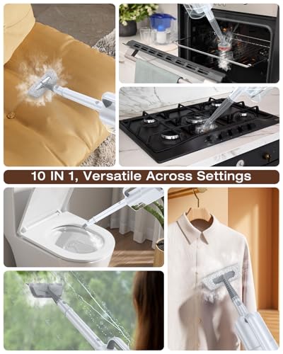 10-in-1 Steam Mop with Detachable Handheld Steamer,350ml Tank, 10s Heat-Up, 248°F Steam Cleaner, 2-Level Control and Swivel Head for Floor,Carpet,Tiles, BBQ grill,Car Accessories Clean White - color: Clean White