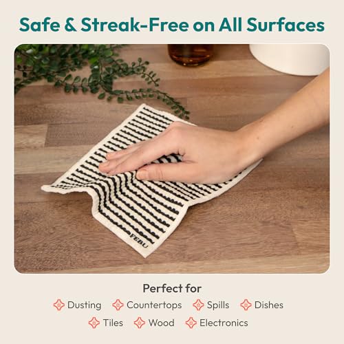 FEBU Swedish Dishcloths for Kitchen | 5 Pack Italian Summer Reusable Paper Towels Washable | Swedish Dish Towels | Non-Scratch Cellulose Sponge Cloths | No Odor, Biodegradable Cleaning Cloths - color: Italian Summer