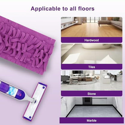 6 Pack Mop Refill Pads for PowerMop Multi-Surface and Wood Mop Pads Refill, Washable & Reusable Microfiber Spray Cleaning (Purple) - color: 6p