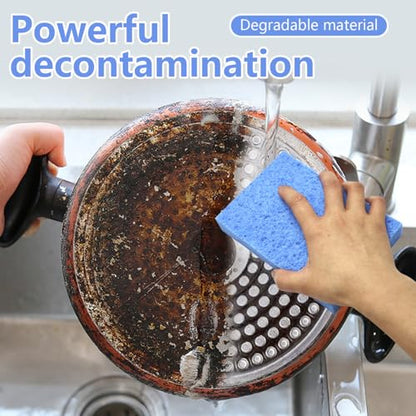 Cellulose Sponges, Large Size 4" x 6" x 1" - Heavy Duty Scrub Kitchen Sponge, Clean Tough Messes Without Scratching Kitchen Cleaning Pads, Pop Up Eco DIY (6 Pack), Blue - color: Blue