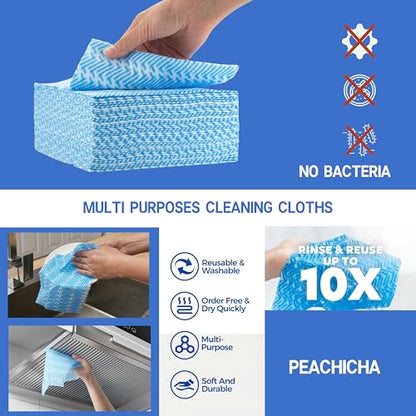 Reusable Cleaning Towels, Multi-Purpose Handy Towel, Blue Handi Wipe Reusable Cloths, Disposabel Dry Kitchen Wipes, Dish Cloths, Durable, Absoebent,Dry Quickly, 50 Count - color: Blue,50 Pcs