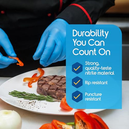 Inspire Black Nitrile Disposable Gloves | 4.5 Nitrile Disposable Safety Medical Cooking Cleaning Gloves - size: Medium, style: Blue - Box of 100