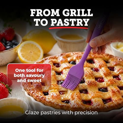Lightyear Silicone Basting Pastry Brush Set (2 Pcs) ❘ 450°F Heat Resistant Oil Brush for Your Kitchen - Ideal For BBQ’s, Baking & Cooking 100% Food Grade Silicone - BPA Free & Dishwasher Safe (Purple) - color: Purple