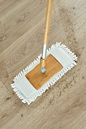 Harper Live.Love.Clean. Bamboo 2-in-1 Smooth Surface Wet/Dry Dust Mop with (2) Washable Wraparound Pads for Cleaning Dust, Pet Hair & Fine Dry Dirt - style: Bamboo Household Wet/Dry Mop