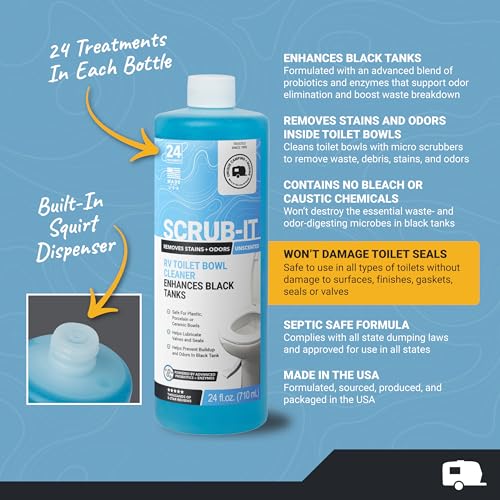 Unique RV Toilet Cleaner Bundle, Scrub-It Liquid 24 oz. (Pack of 2) and RV Toilet Brush, Value Pack - size: 48 Fl Oz (Pack of 1)