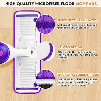 Reusable Mop Pads Compatible with Swiffer PowerMop, Microfiber Pads Replacement Washable Refills Pads for Dry Wet Cleaning, Spray Mops Pads Floor Mop Head for Hardwood Cleaning, 7 Pack