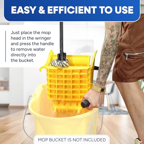 Plastic Prince Mop Wringer Only Side Press Wringer Replacement for Plastic Prince 26-Quart or 35 Quart Commercial Mop Bucket on Wheels, Yellow Pack of 2