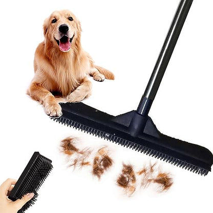 Pet Hair Remover Broom, Multifunctional Magic Broom, Rubber Broom Pet Hair Remover, Heavy Duty Pets Hairs Remove, Pets Hairs Removal Brooms for Carpets/Mats/Couch, Retractable (Black) - color: Black