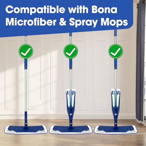 10 Pack Microfiber Cleaning Pads Compatible with Bona Mop, 18 Inch Hardwood Floor Replacement Cleaner Pads, Washable & Reusable Microfiber Mop Pads for Hard Surface Floors