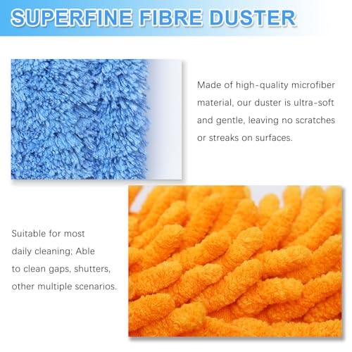Gap Cleaning Feather Duster - 1 Pack 100 inch Telescoping Gap Dust and 2 Pack 15 inch Gap Cleaning Hand Dusters, Microfiber Feather Duster for House Hold