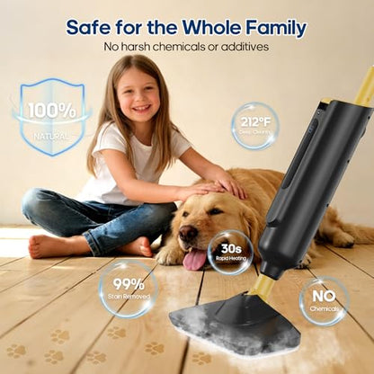 Steam Mop for Floor Cleaning with 2 Washable Pad, 30s Quick-Heating, Lightweight Floor Steamer Cleaner Mop for Hardwood, Tile, Laminate Floors，Carpet