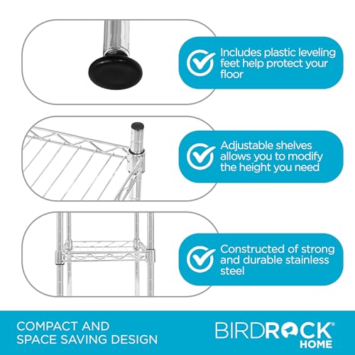 Internet's Best 3-Tier Compact Wire Utility Shelving Unit - Adjustable Storage Rack for Kitchen, Bathroom, Pantry, Laundry, Cabinets - Durable Chrome Steel - Shelving for Under Sink Organization