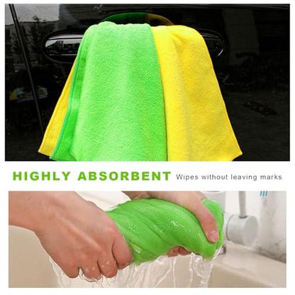 12PCS Microfiber Cleaning Cloths, 12"×12" Soft Absorbent Streak-Free Car Drying Towels, Scratch-Proof Lint Free Rags All Purpose Wash Cloth for Cars Houses Windows Kitchen