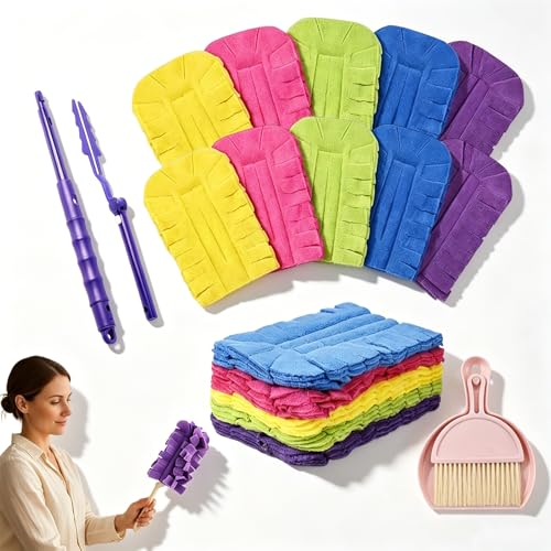 Chenille Duster Replacement Heads, Washable Reusable Chenille Microfiber Dust Duster, 360° Electrostatic Cleaning Pads for Multi-Surface Home, Blinds, Car, Furniture (Retractable*2) - color: Retractable*2