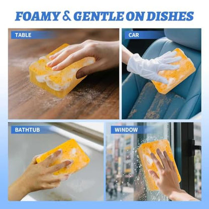 6 Pack Pop-Up Cellulose Sponges | Large Thick & Tear-Resistant | Biodegradable Compressed Sponges for Kitchen, Dishes, Car | Super Absorbent & Long-Lasting