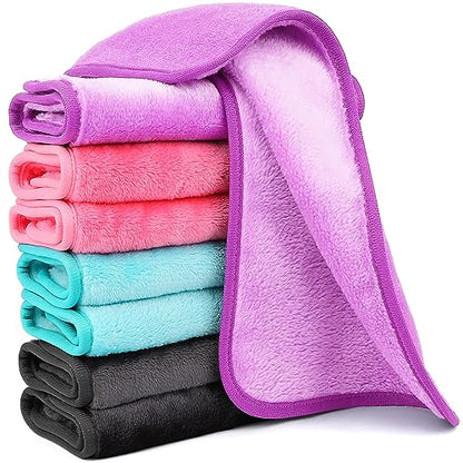 8 Pack Makeup Remover Cloth,13x7 Inch Reusable Makeup Remover Towels, Ultra Soft Microfiber Face Cloth Reusable Facial Washcloths, 4 Colors - color: Pink