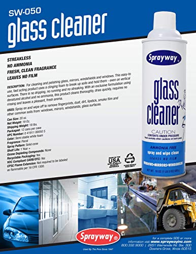 Sprayway Glass Cleaner with Foaming Spray for a Streak-Free Shine for Home and Automotive Use,19 oz.,(Pack of 12) - size: 19 Fl Oz (Pack of 12)