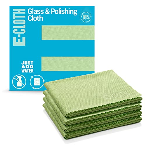 E-Cloth Glass & Polishing Cloths, Premium Microfiber Glass Cleaner, Great for Windows, Glass and Mirrors, Washable and Reusable, 100 Wash Guarantee, Lime Green, 4 Pack - color: Lime Green - 4 Pack, size: New Version