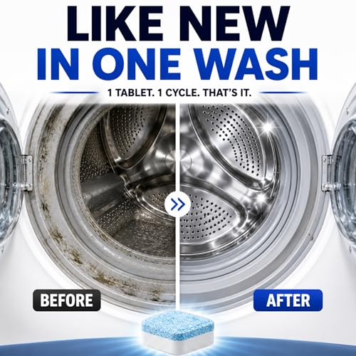 Washing Machine Cleaner Tablets - Penetrating Deep Clean Washer Cleaner Tablets For Front Loader And Top Load HE - Active Formula Tub Descaler Deodorizer - style: Washing Machine Cleaner